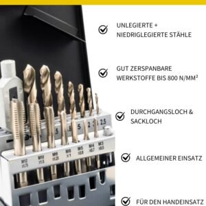 BAER Gewindeschneider Set M3-M12 HSS-G | 15-tlg. für Innen- & Außengewinde - Image 4