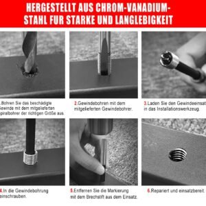 BINGCOBBER Gewindereparatursatz 131tlg HSS Helicoil Set mit M5 M6 M8 M10 M12 Gewinde Reparatur Set Werkzeug Set mit tragbarer Aufbewahrung - Image 4