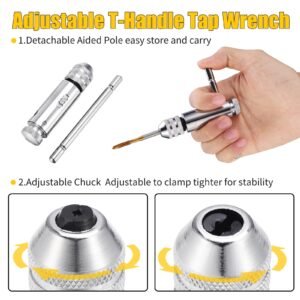 Fippy Gewindebohrer Set, 5 Stück M3 M4 M5 M6 M8 HSS Titan-beschichtet Gewindebohrer Satz Schälanschnitt mit T-Griff Ratsche Gewindeschneider - Image 4