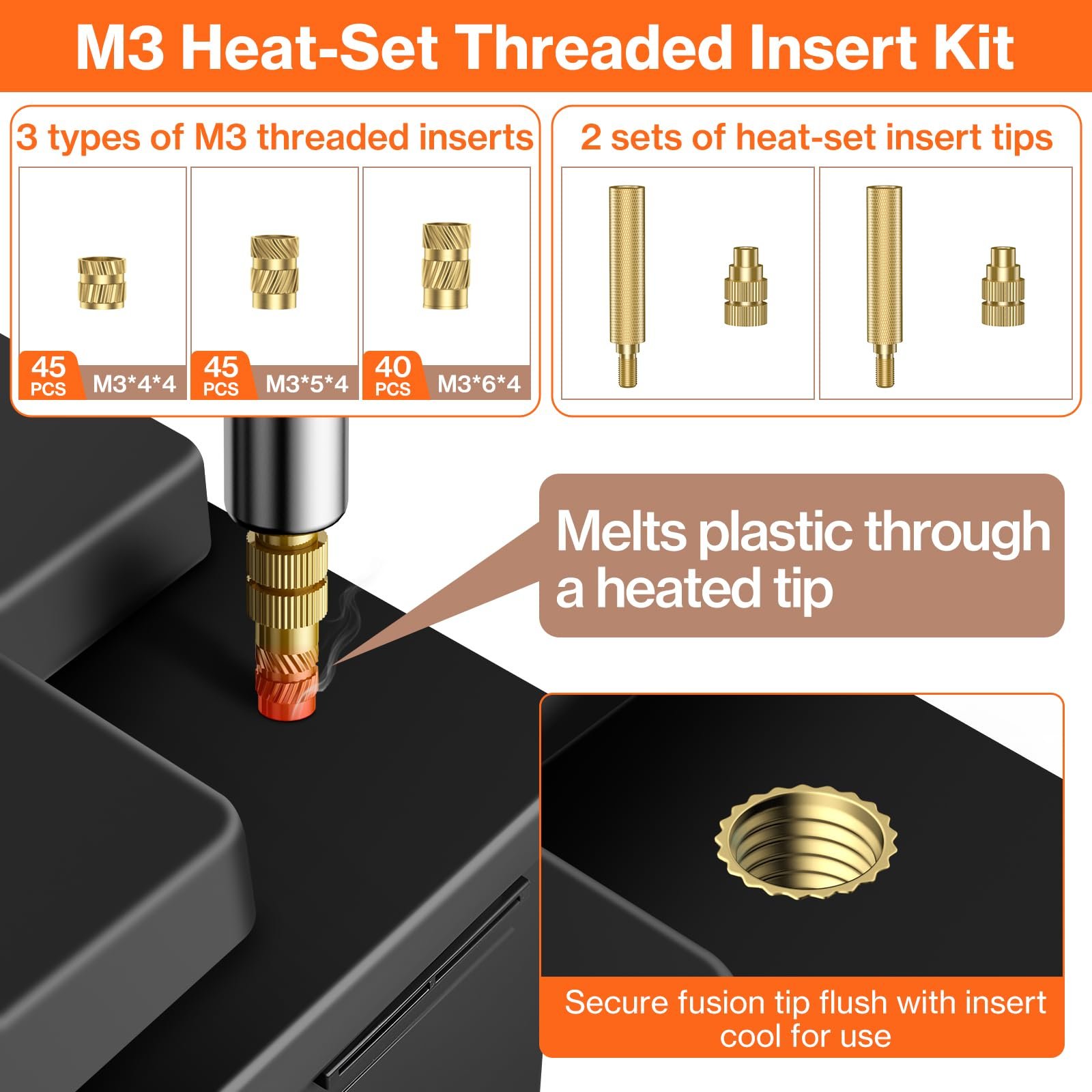 Gewindeeinsätze Lötspitzen Set, Preciva M3 Gewindeeinsatz Lötspitzen Set mit M3 Schrauben Muttern Sortiment Set - Image 3