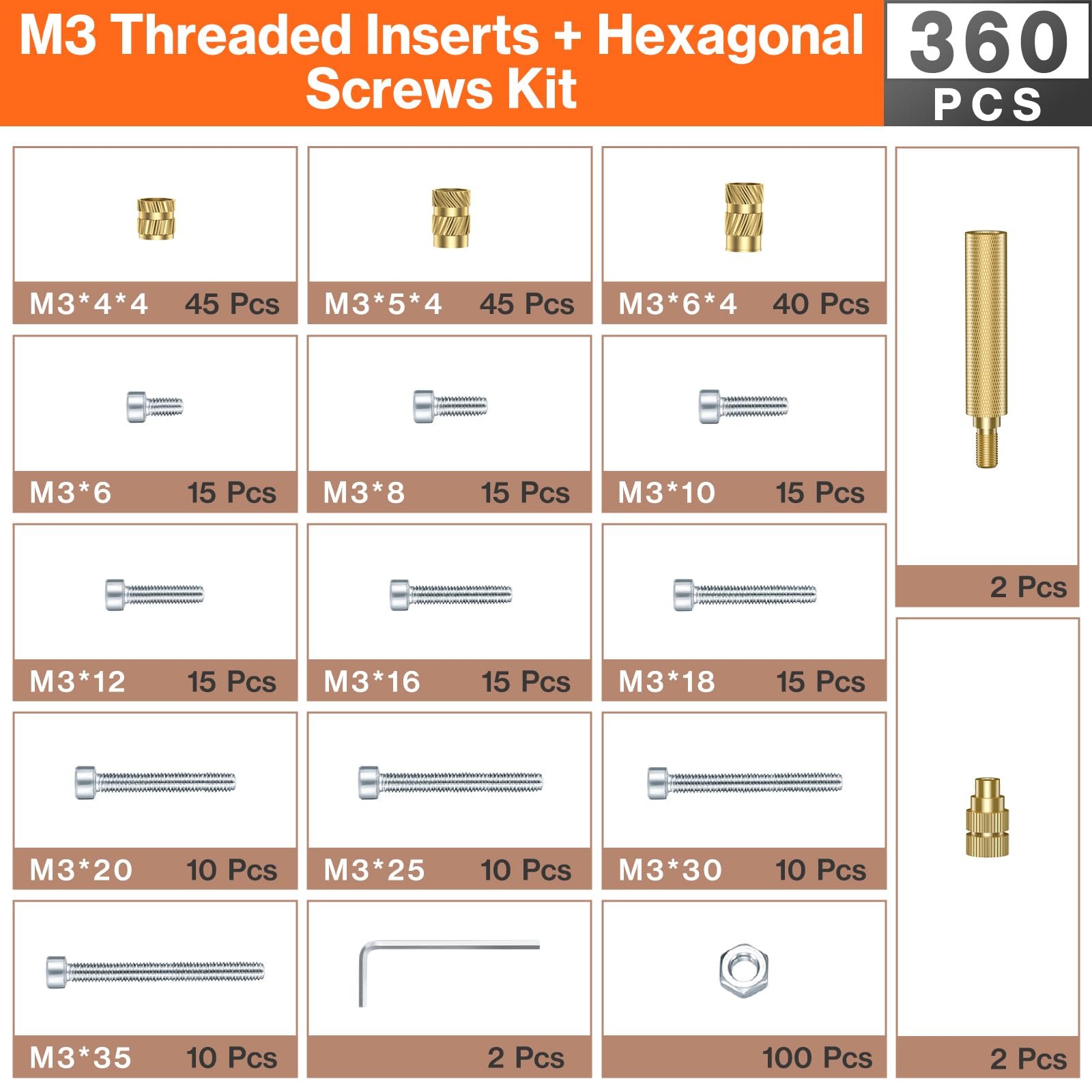 Gewindeeinsätze Lötspitzen Set, Preciva M3 Gewindeeinsatz Lötspitzen Set mit M3 Schrauben Muttern Sortiment Set - Image 4
