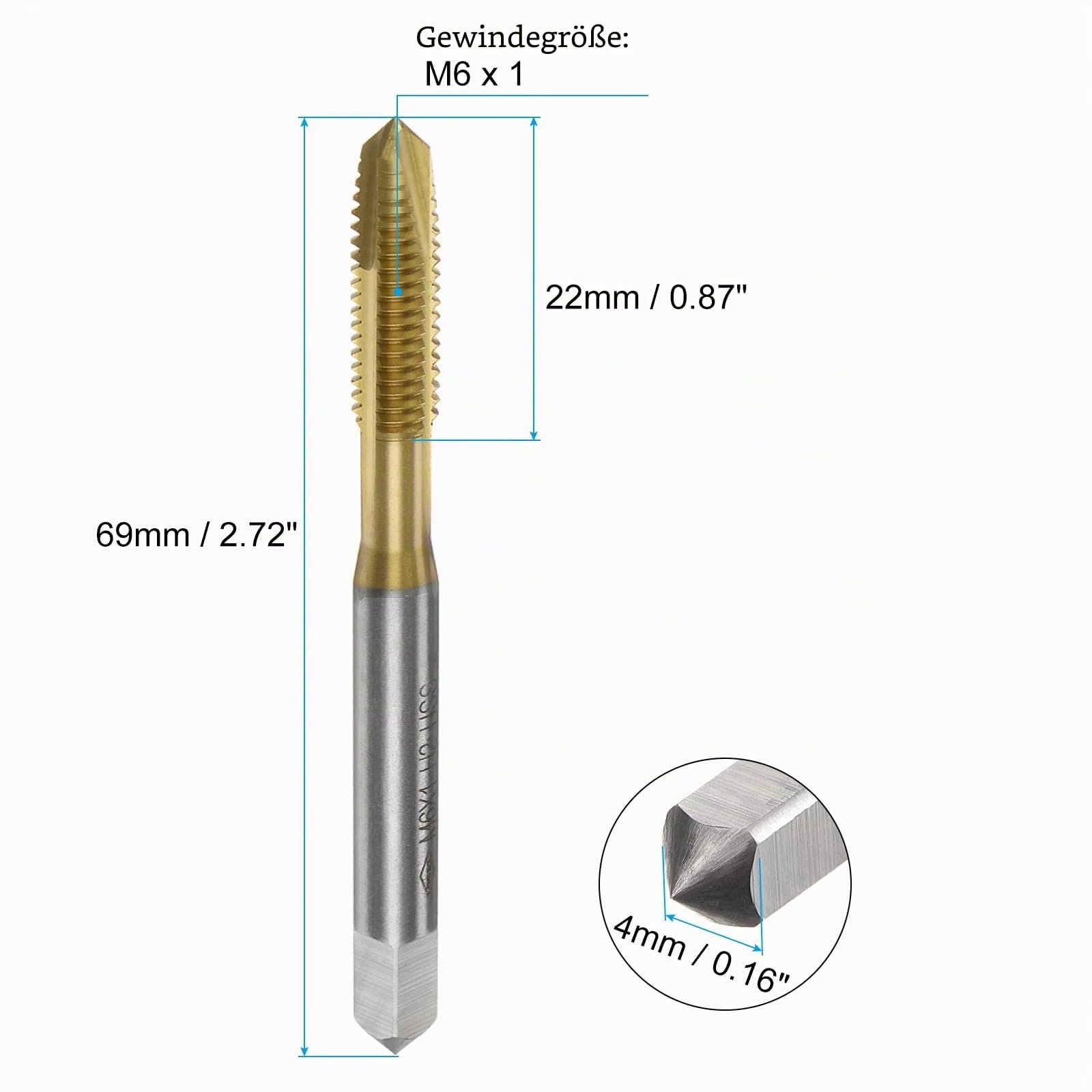 QUARKZMAN 4 Stück Maschine Gewindebohrer Spitze M6 x 1 Metrisch - Image 2