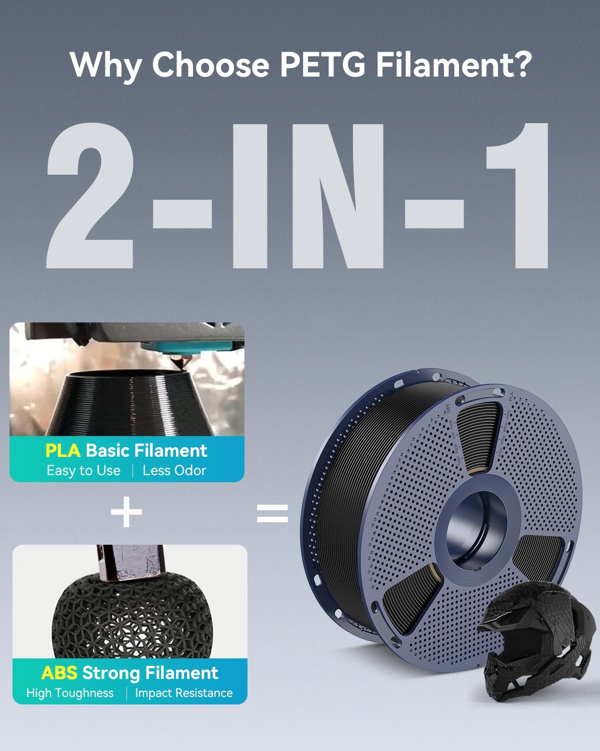 SUNLU PETG Filament 1.75 mm, 3D Drucker Filament PETG Schwarz 1KG - Image 2