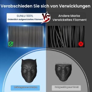 SUNLU PLA+ Filament 1.75mm, PLA Plus 3D Drucker Filament Schwarz, 1KG Spule - Image 4